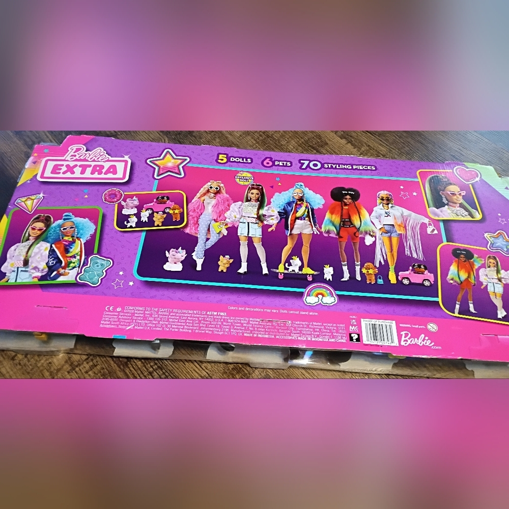 Barbie Extra Fashion Dolls 5-Pack 6 Pets & 70 Styling Pieces Clothes Accessories - Picture 3 of 11